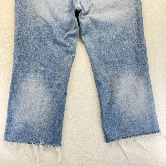 Zara Wide Leg Barrel Jeans Women's Cropped 12 Baggy Bohemian Coastle Raw Hem - Picture 12 of 14